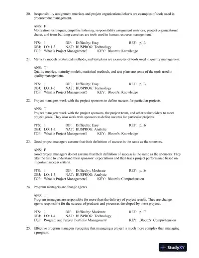 Test Bank For Information Technology Project Management, 7th Edition - Page 6 preview image