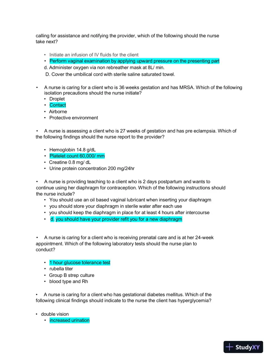 2023 ATI RN Maternal Newborn Proctored Exam NGN With Answers (65 Solved Questions), page 5