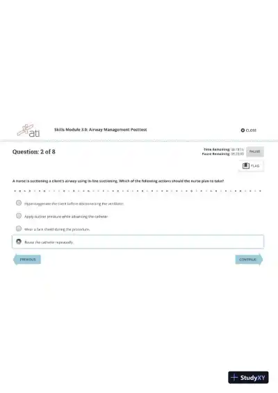 2023 ATI Airway Management Module 3.0 Exam with Answers (8 Solved Questions) - Page 3 preview image