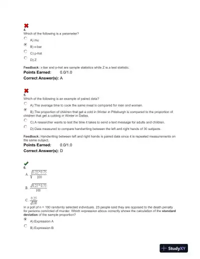 Statistical Methods and Hypothesis Testing: Practice Questions and Solutions - Page 3 preview image