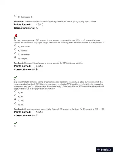 Statistical Methods and Hypothesis Testing: Practice Questions and Solutions - Page 4 preview image