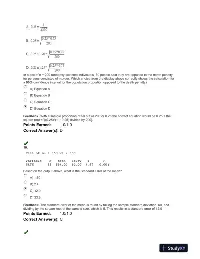 Statistical Methods and Hypothesis Testing: Practice Questions and Solutions - Page 5 preview image