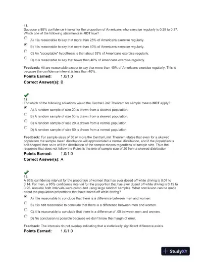 Statistical Methods and Hypothesis Testing: Practice Questions and Solutions - Page 6 preview image