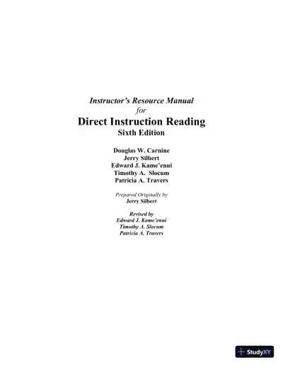 Solution Manual for Direct Instruction Reading, 3rd Edition - Page 1 preview image