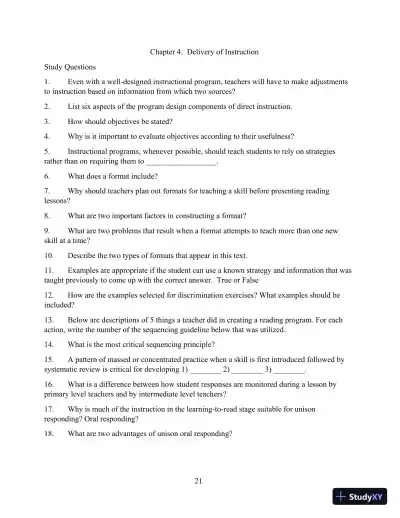 Solution Manual for Direct Instruction Reading, 3rd Edition - Page 21 preview image