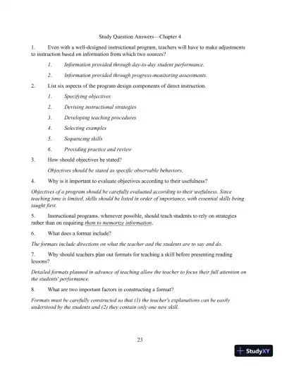 Solution Manual for Direct Instruction Reading, 3rd Edition - Page 23 preview image