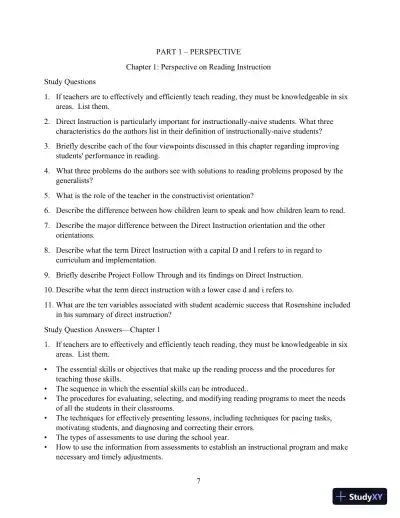 Solution Manual for Direct Instruction Reading, 3rd Edition - Page 7 preview image