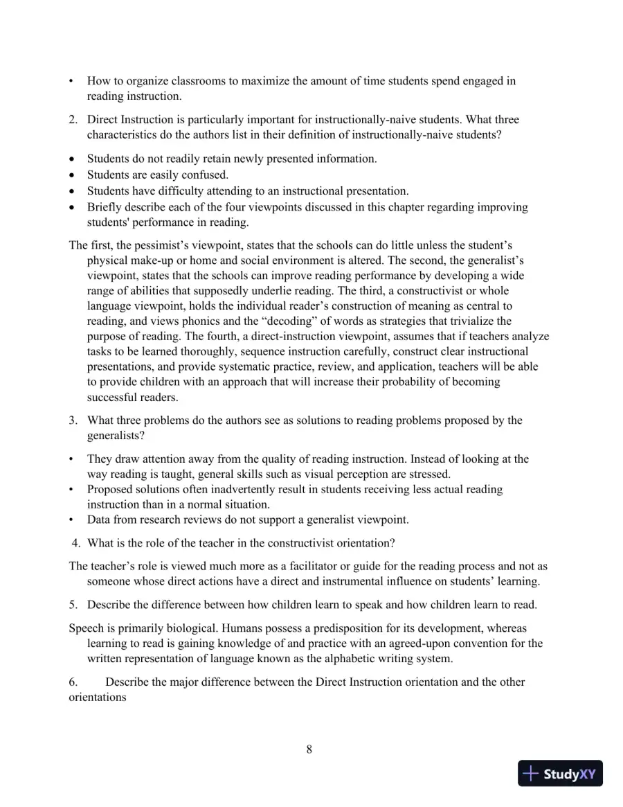 Solution Manual for Direct Instruction Reading, 3rd Edition, page 8