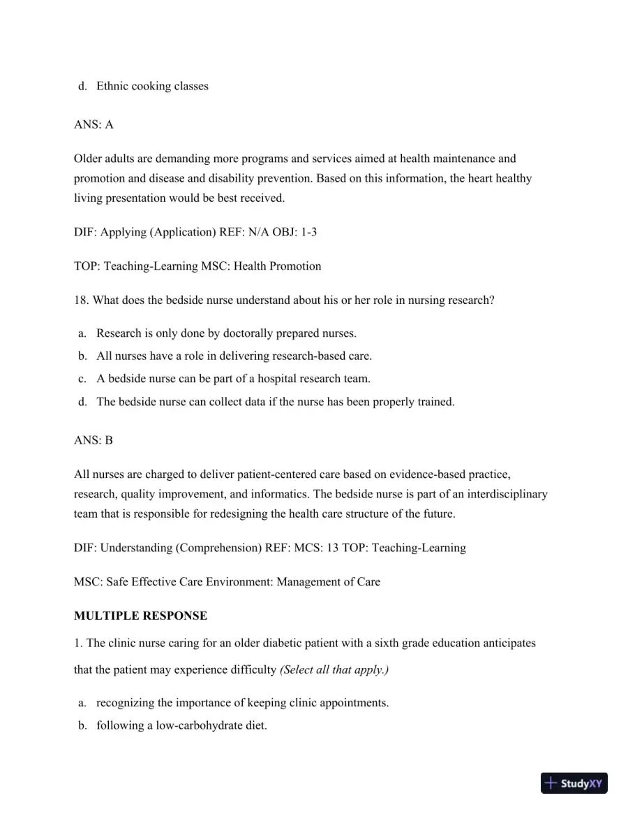 Test Bank for Nursing for Wellness in Older Adults, 9th Edition (Chapters 1-29), page 11