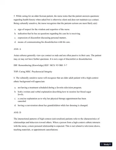 Test Bank for Nursing for Wellness in Older Adults, 9th Edition (Chapters 1-29) - Page 17 preview image