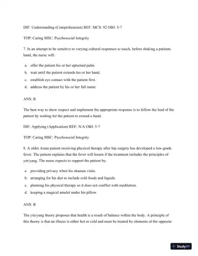 Test Bank for Nursing for Wellness in Older Adults, 9th Edition (Chapters 1-29) - Page 18 preview image