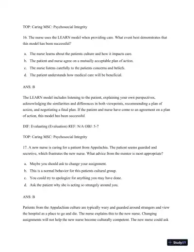 Test Bank for Nursing for Wellness in Older Adults, 9th Edition (Chapters 1-29) - Page 23 preview image