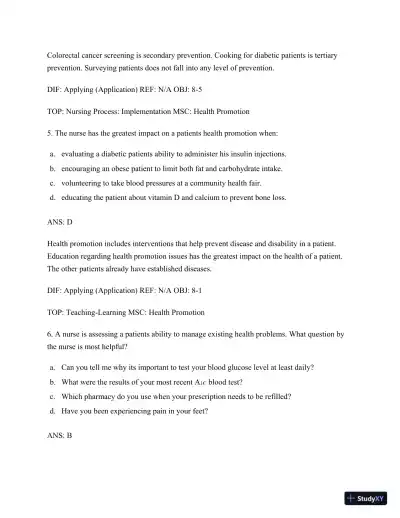 Test Bank for Nursing for Wellness in Older Adults, 9th Edition (Chapters 1-29) - Page 30 preview image