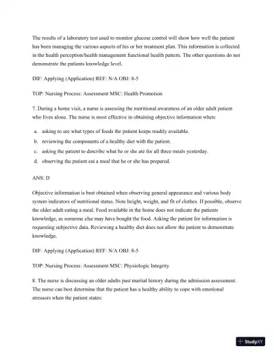 Test Bank for Nursing for Wellness in Older Adults, 9th Edition (Chapters 1-29) - Page 31 preview image