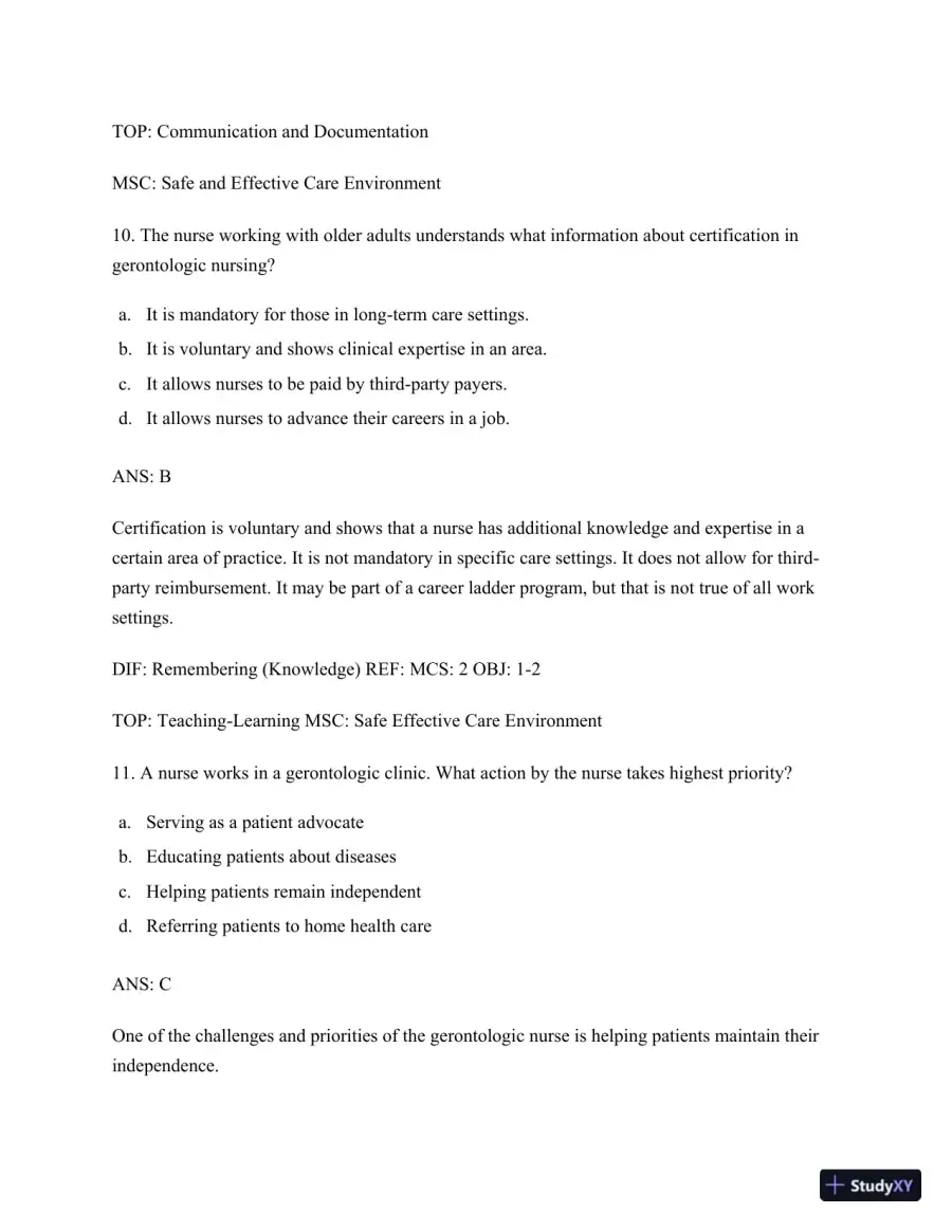Test Bank for Nursing for Wellness in Older Adults, 9th Edition (Chapters 1-29), page 7
