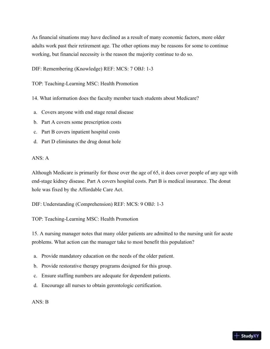 Test Bank for Nursing for Wellness in Older Adults, 9th Edition (Chapters 1-29), page 9