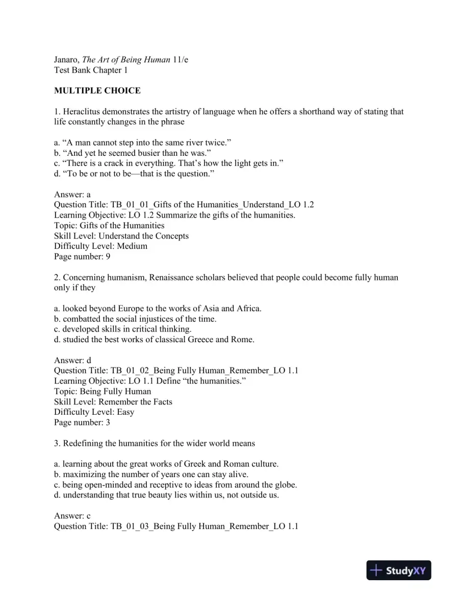 The Art of Being Human 11th Edition Test Bank, page 3