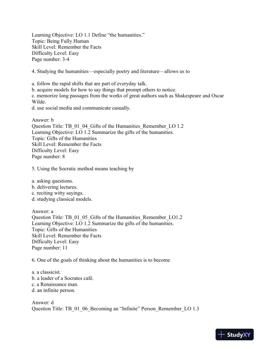 The Art of Being Human 11th Edition Test Bank, page 4