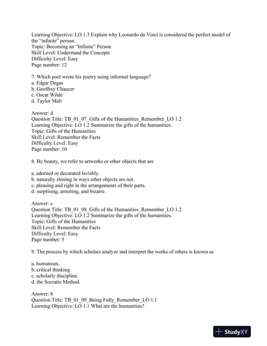 The Art of Being Human 11th Edition Test Bank, page 5