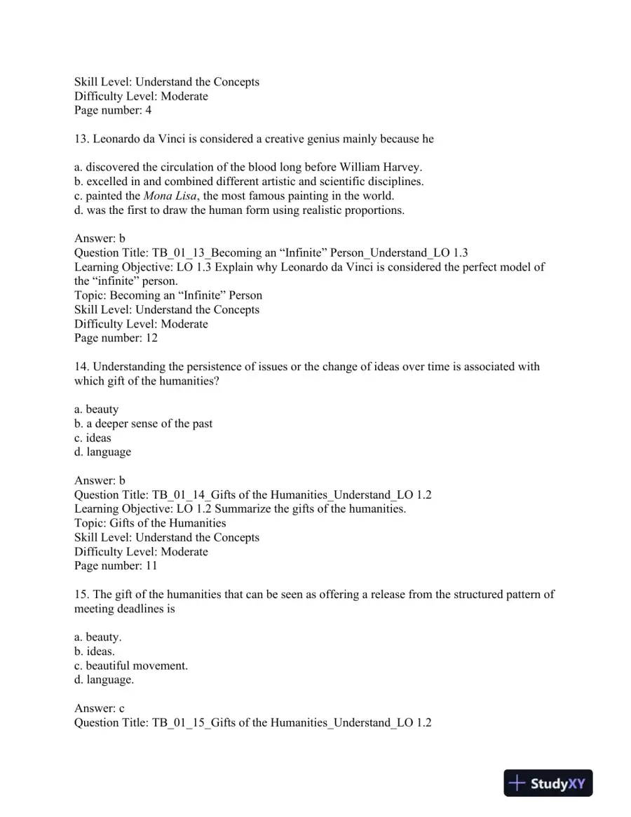 The Art of Being Human 11th Edition Test Bank, page 7