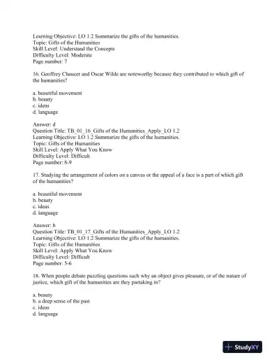 The Art of Being Human 11th Edition Test Bank - Page 8 preview image