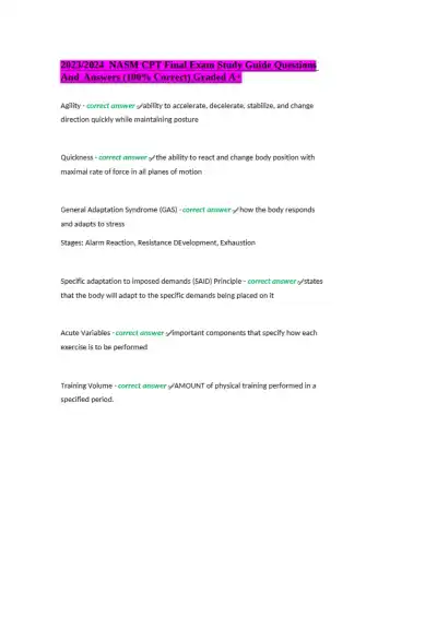 Nasm CPT Final Exam Study Guide - Page 1 preview image