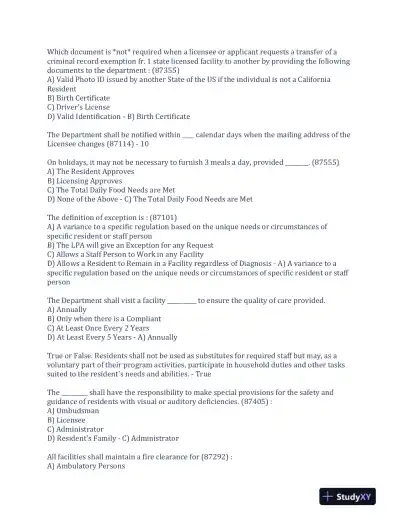 2023 RCFE Gerontology Practice Exam With Answers (102 Solved Questions) - Page 3 preview image