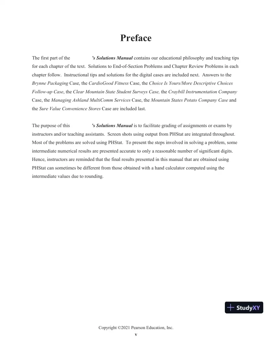 Solution Manual for Statistics for Managers Using Microsoft Excel, 9th Edition, page 5
