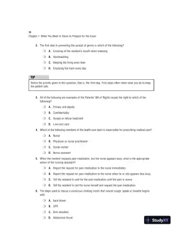 CNA certified nursing assistant exam cram Edition: 2nd edition. (2017) - Page 30 preview image