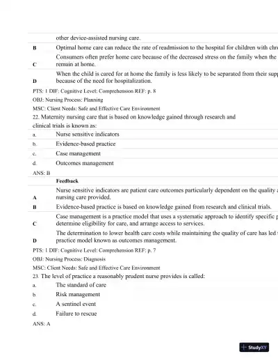 Test Bank For Maternal-Child Nursing, 4th Edition - Page 13 preview image