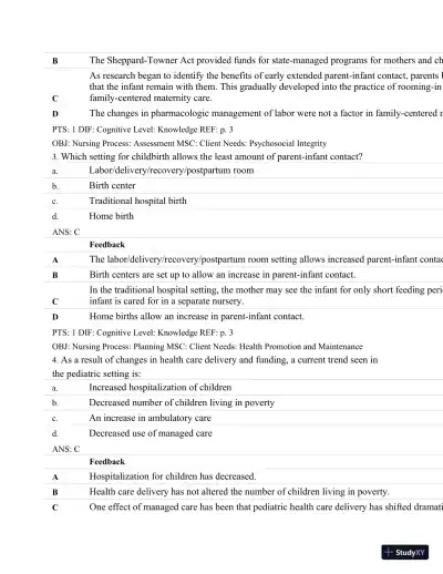 Test Bank For Maternal-Child Nursing, 4th Edition - Page 3 preview image