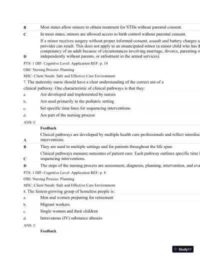 Test Bank For Maternal-Child Nursing, 4th Edition - Page 5 preview image