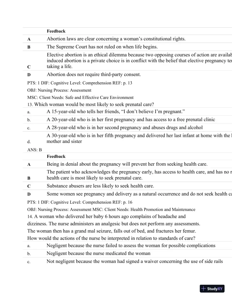 Test Bank For Maternal-Child Nursing, 4th Edition, page 8