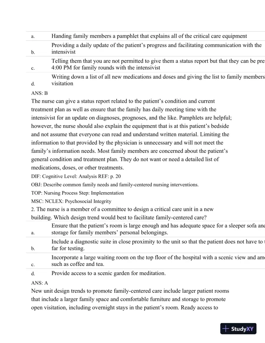 Test Bank For Introduction To Critical Care Nursing, 6th Edition, page 15