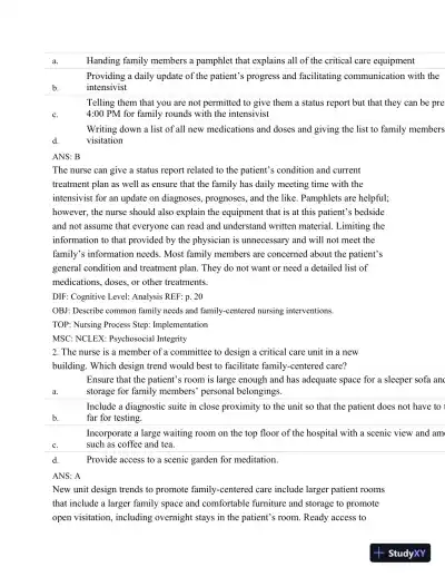 Test Bank For Introduction To Critical Care Nursing, 6th Edition - Page 15 preview image