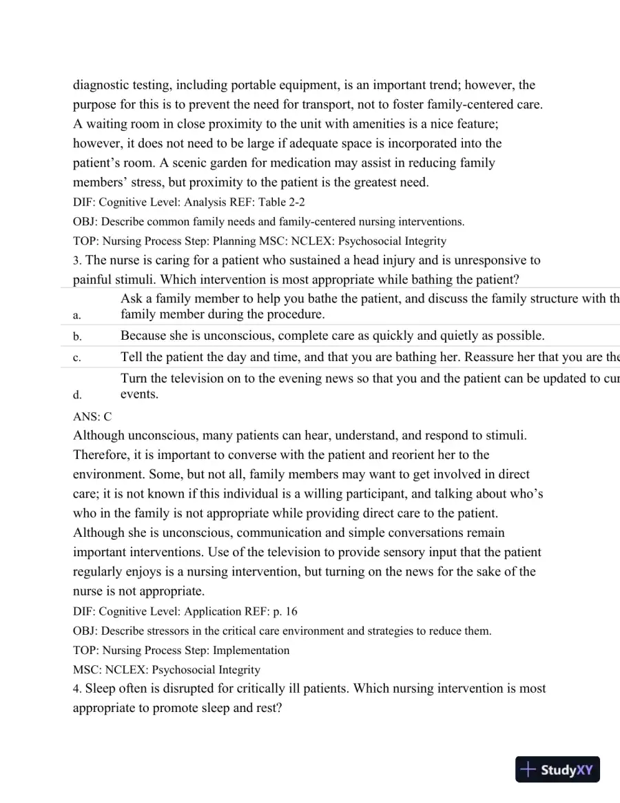 Test Bank For Introduction To Critical Care Nursing, 6th Edition, page 16