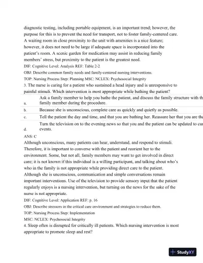 Test Bank For Introduction To Critical Care Nursing, 6th Edition - Page 16 preview image