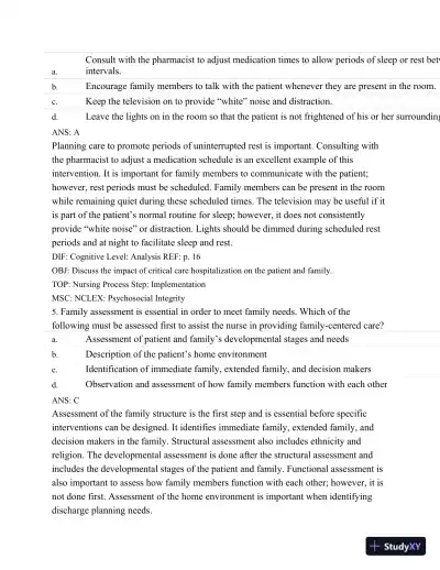 Test Bank For Introduction To Critical Care Nursing, 6th Edition - Page 17 preview image