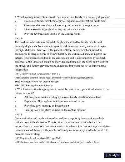 Test Bank For Introduction To Critical Care Nursing, 6th Edition - Page 19 preview image