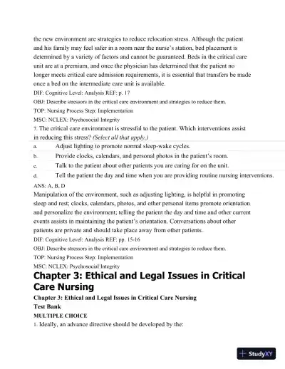 Test Bank For Introduction To Critical Care Nursing, 6th Edition - Page 31 preview image