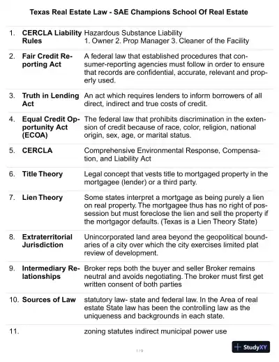 Texas Real Estate Law - SAE Champions School Of Real Estate Practice Exam with Answers (81 Solved Questions) - Page 1 preview image