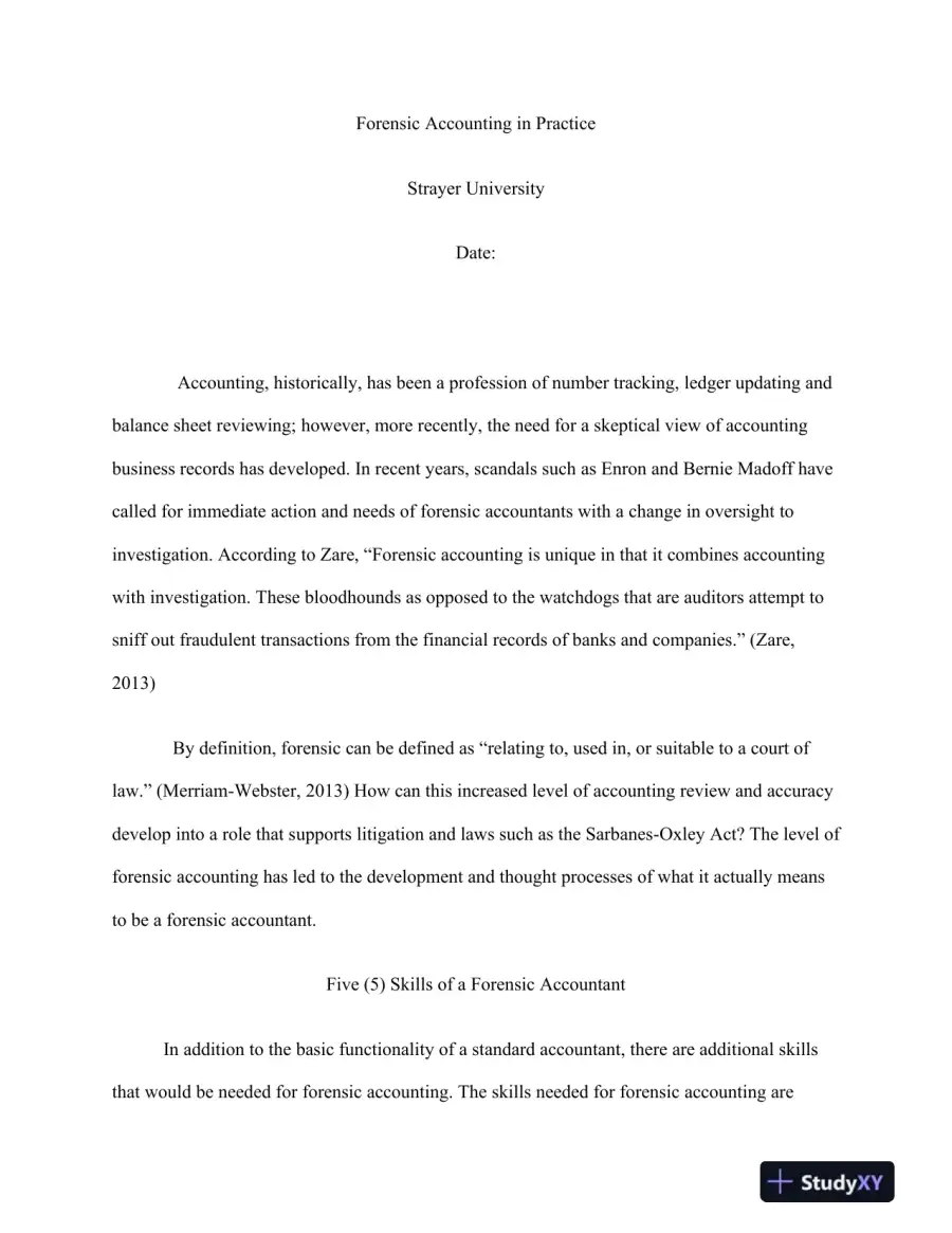 An Analysis of Forensic Accounting: Skills, Legal Responsibilities, and Courtroom Roles, page 3
