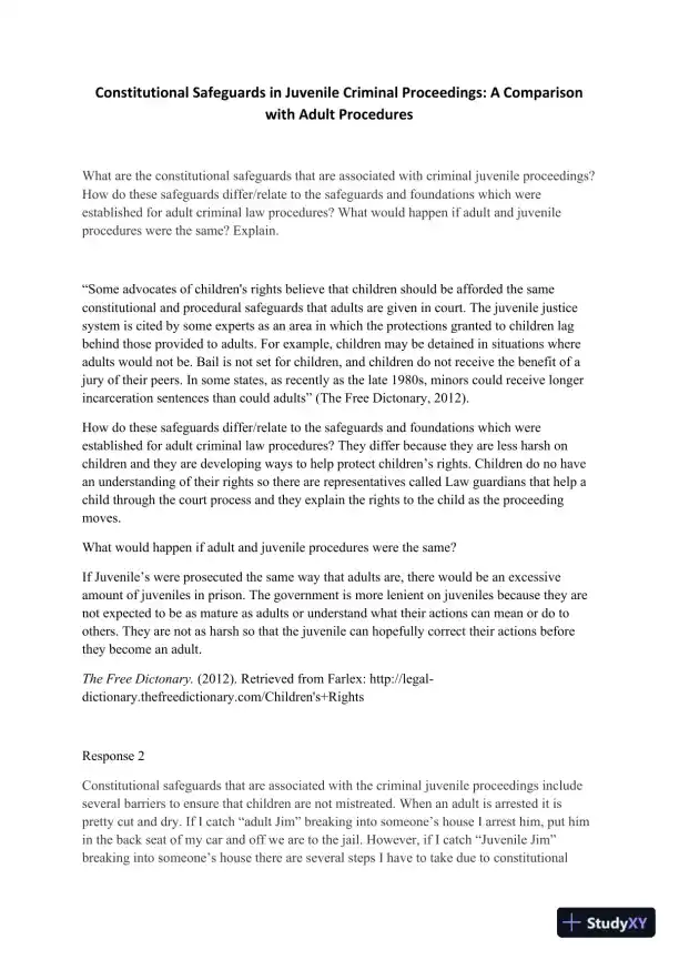 Constitutional Safeguards in Juvenile Criminal Proceedings: A Comparison with Adult Procedures - Page 1 preview image
