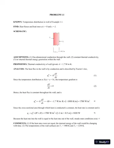 Solution Manual For Fundamentals of Heat and Mass Transfer, 8th Edition - Page 1 preview image