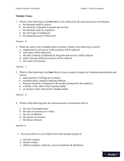 Labour Relations 4th Edition Test Bank - Page 12 preview image