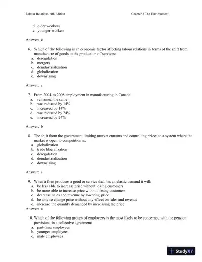 Labour Relations 4th Edition Test Bank - Page 13 preview image