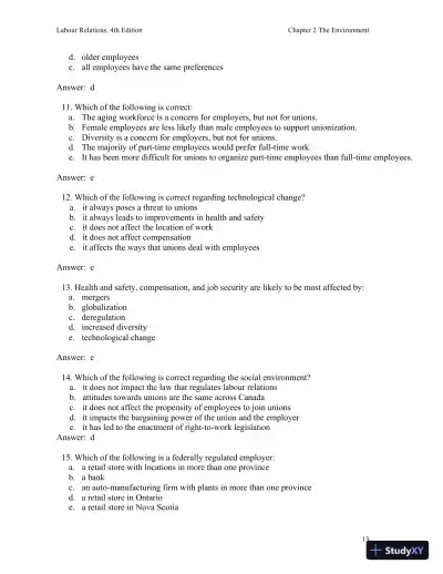 Labour Relations 4th Edition Test Bank - Page 14 preview image