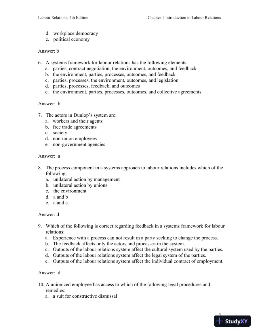 Labour Relations 4th Edition Test Bank, page 6