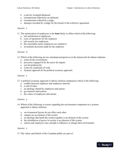 Labour Relations 4th Edition Test Bank - Page 7 preview image