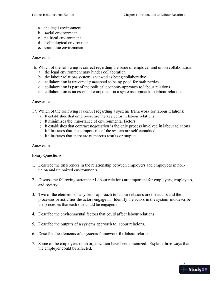Labour Relations 4th Edition Test Bank, page 8